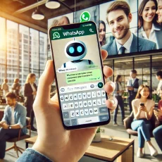 DALL·E-2024-12-12-12.49.57-An-image-of-a-person-using-a-smartphone-with-WhatsApp-on-the-screen.-The-phone-displays-a-chatbot-interface-with-automated-responses.-In-the-backgroun.webp