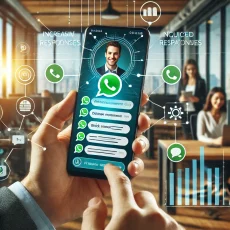 DALL·E-2024-12-12-12.50.13-A-modern-office-setting-with-a-person-smiling-and-using-their-smartphone.-On-the-screen-of-the-phone-there-is-an-automated-WhatsApp-chat-interface-wi.webp